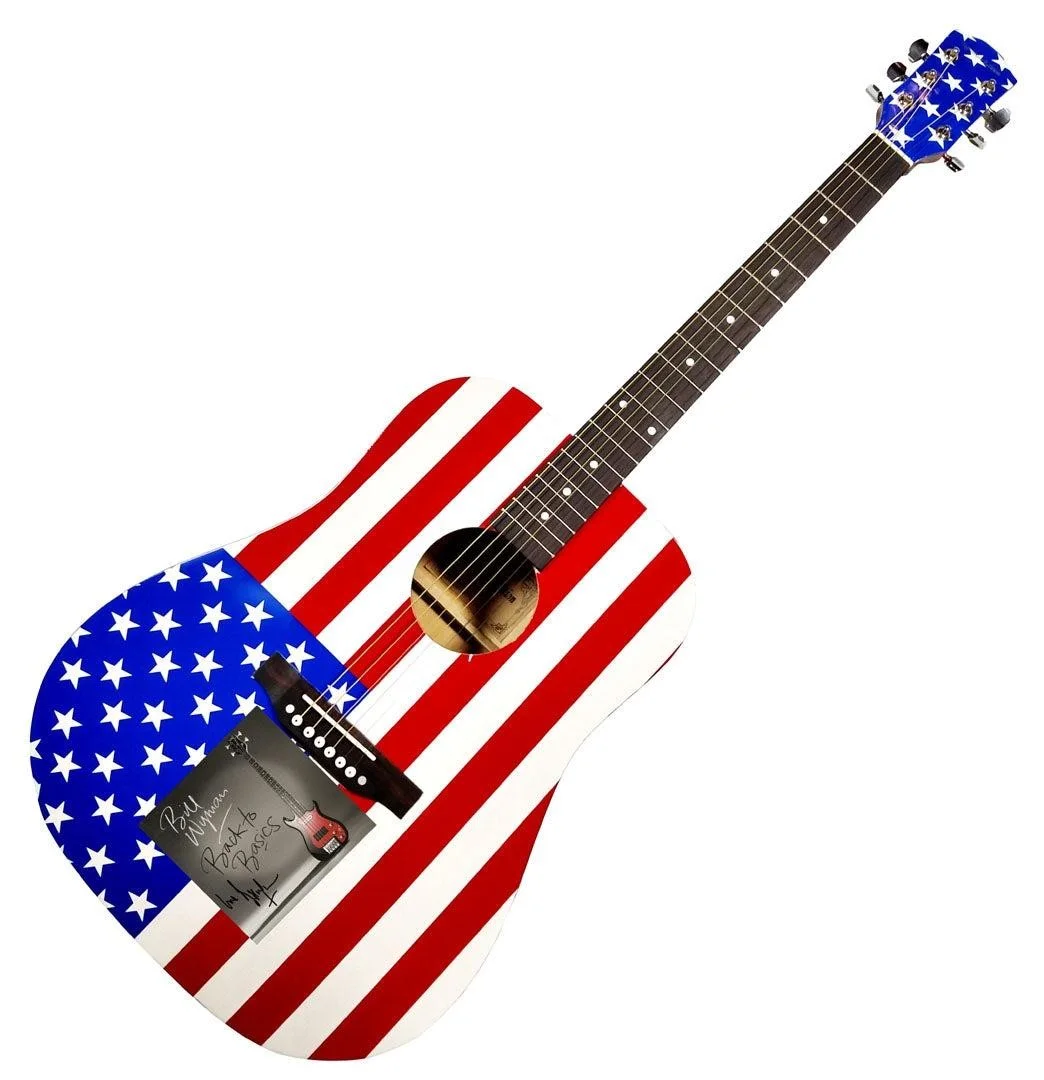 Bill Wyman Autographed CD Cover USA Flag Acoustic Guitar, изображение 3