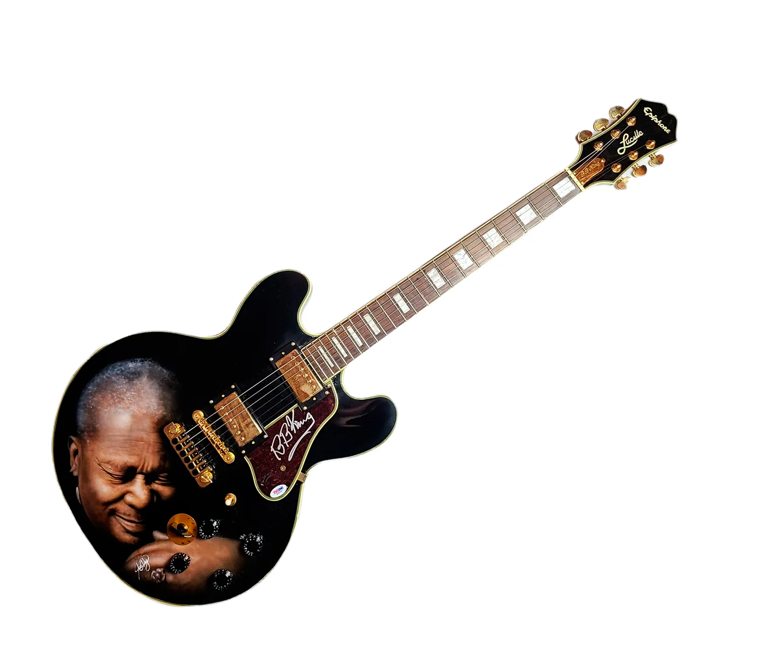 B.B. King Autographed Airbrushed Gibson Epiphone Lucille Guitar UACC AFTAL PSA, image 3
