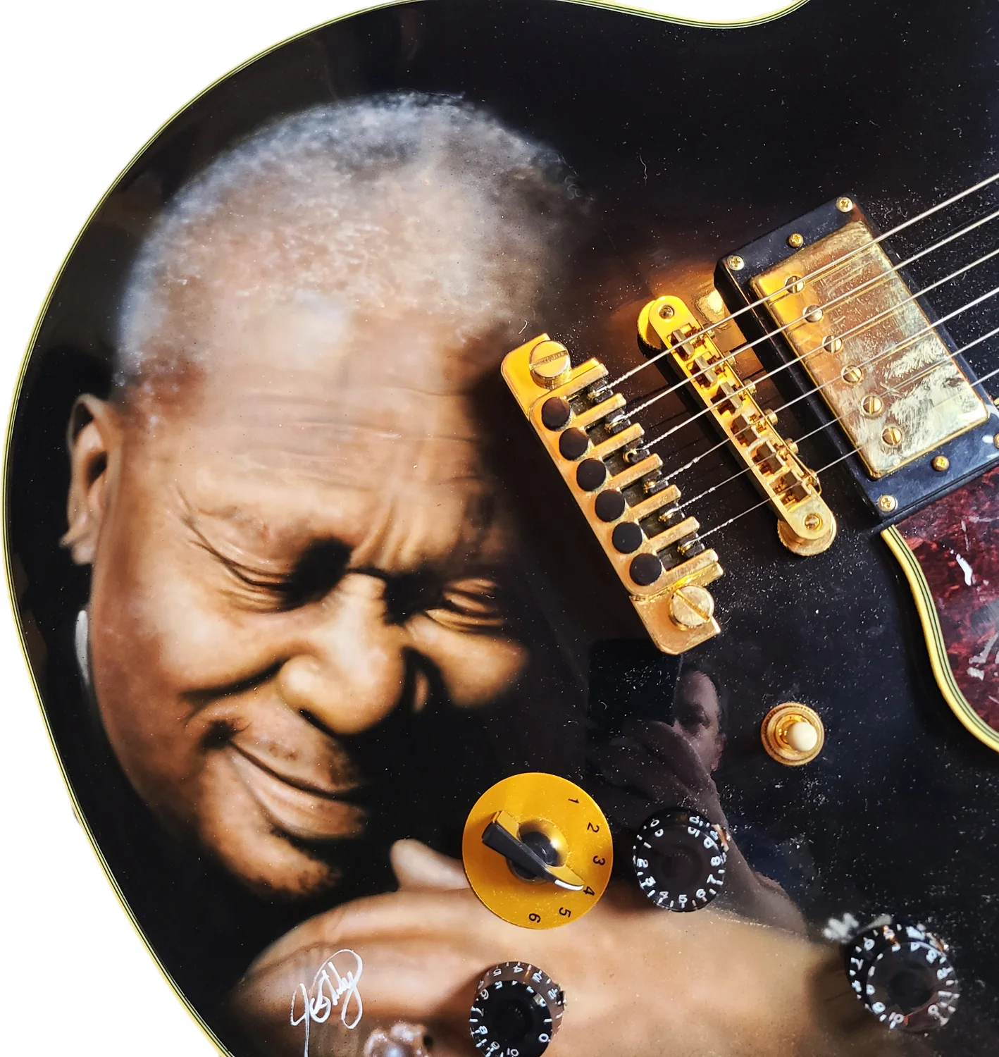 B.B. King Autographed Airbrushed Gibson Epiphone Lucille Guitar UACC AFTAL PSA, image 4