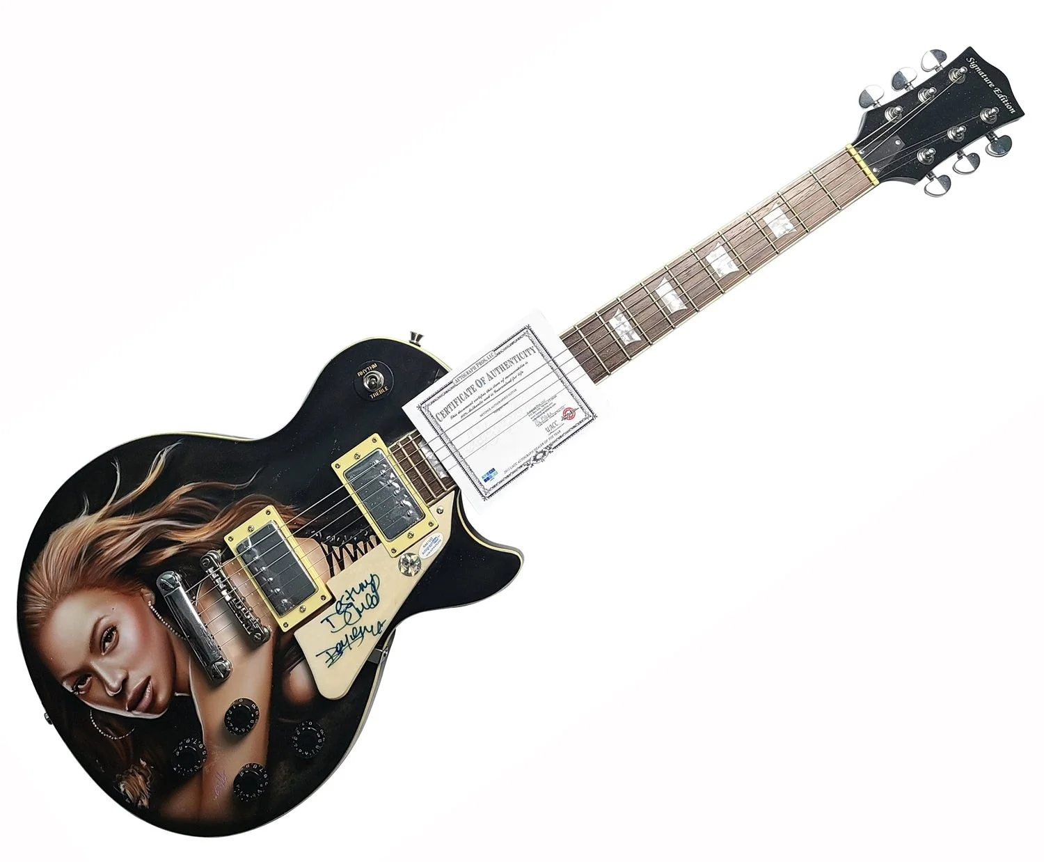 Beyonce Signed Vintage Signature Rare Hand Airbrushed Guitar ACOA, image 2