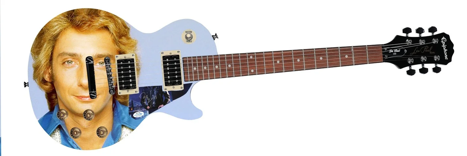 Barry Manilow Epiphone Autographed Custom Photo Graphics Guitar ACOA, image 2