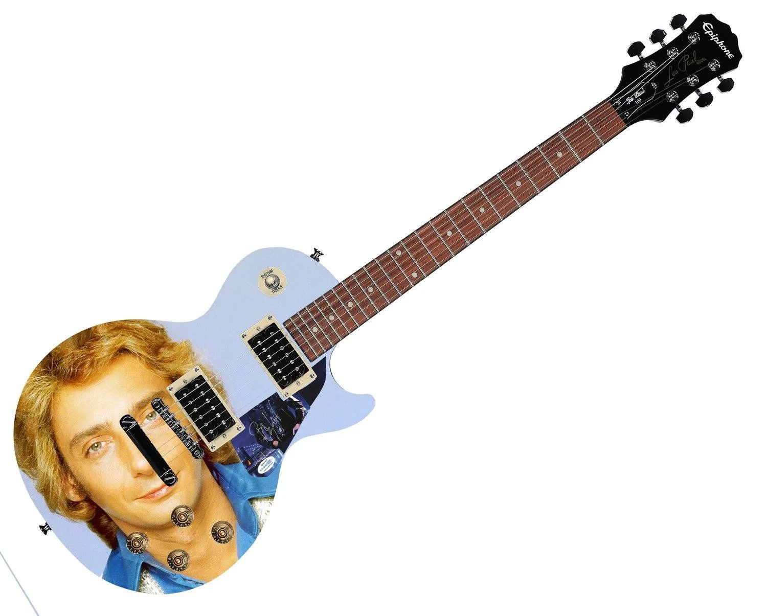 Barry Manilow Epiphone Autographed Custom Photo Graphics Guitar ACOA, image 3