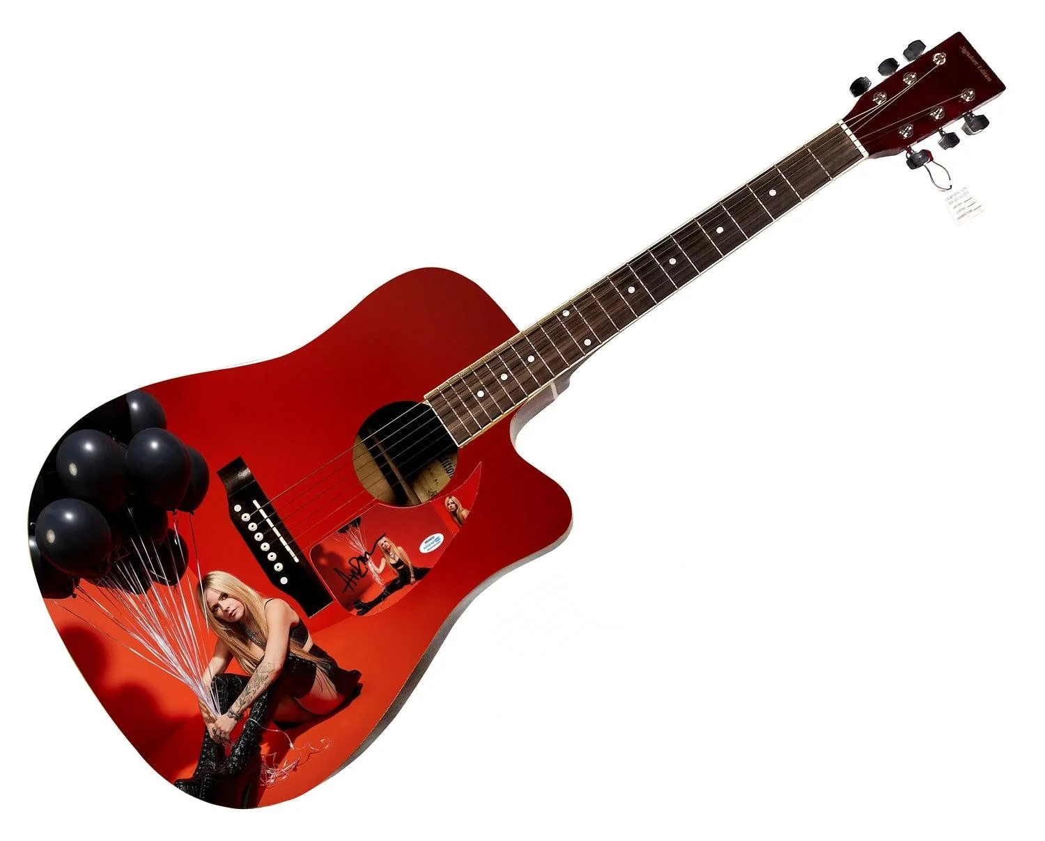 Avril Lavigne Love Sucks Album Autographed Custom Graphics Photo Guitar ACOA, изображение 3