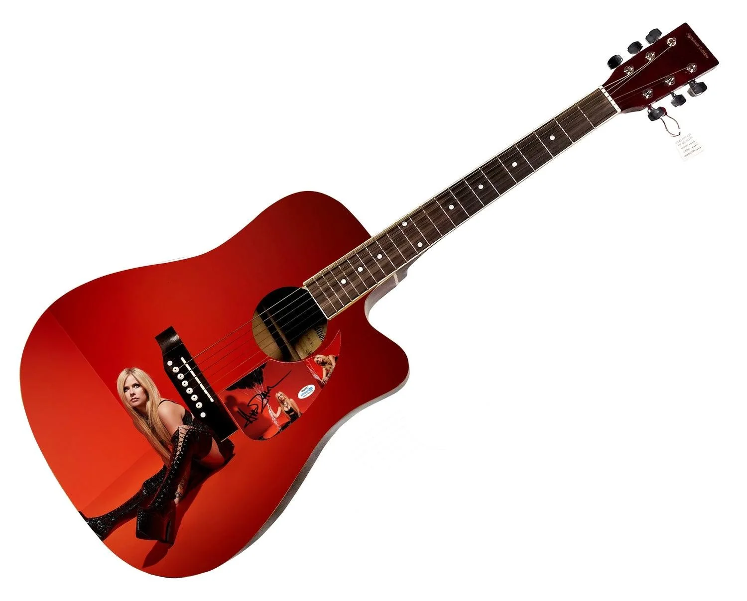 Avril Lavigne Sexy Spread Signed Custom Graphics Photo Guitar ACOA, изображение 3