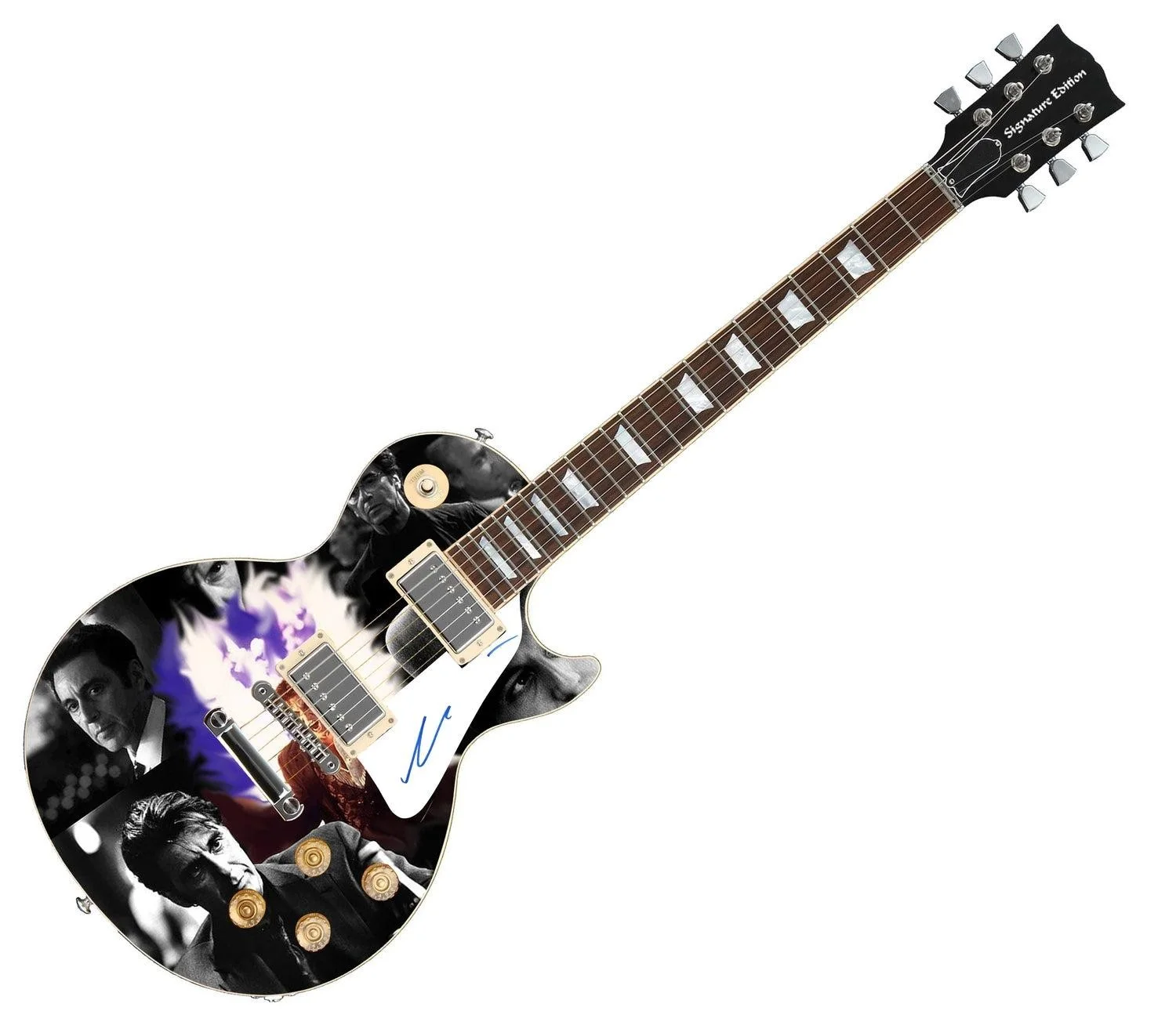 Al Pacino Signed Custom Graphics 1/1 Photo Guitar, image 3