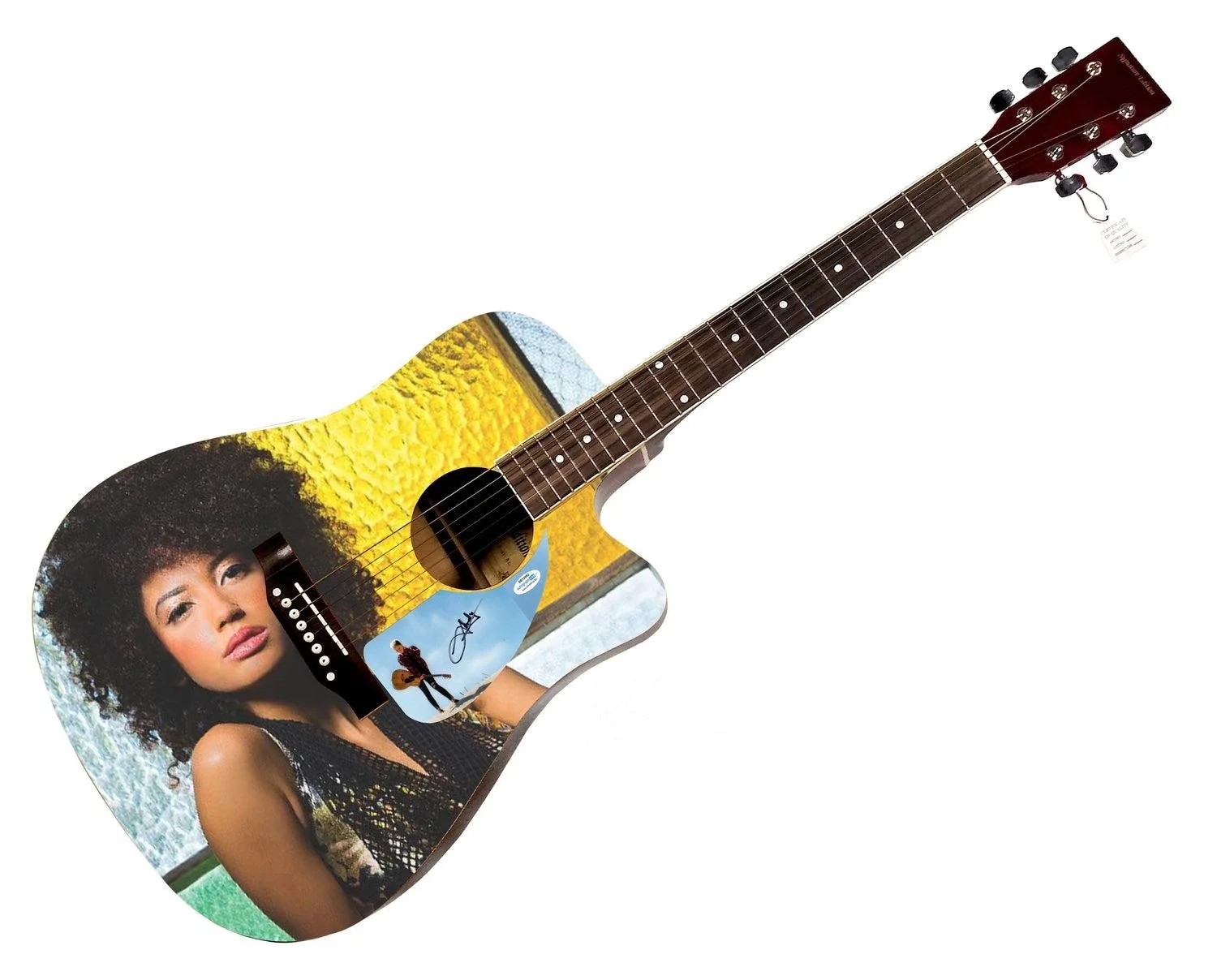 Andy Allo Signed Custom Graphics Photo Guitar ACOA, image 3