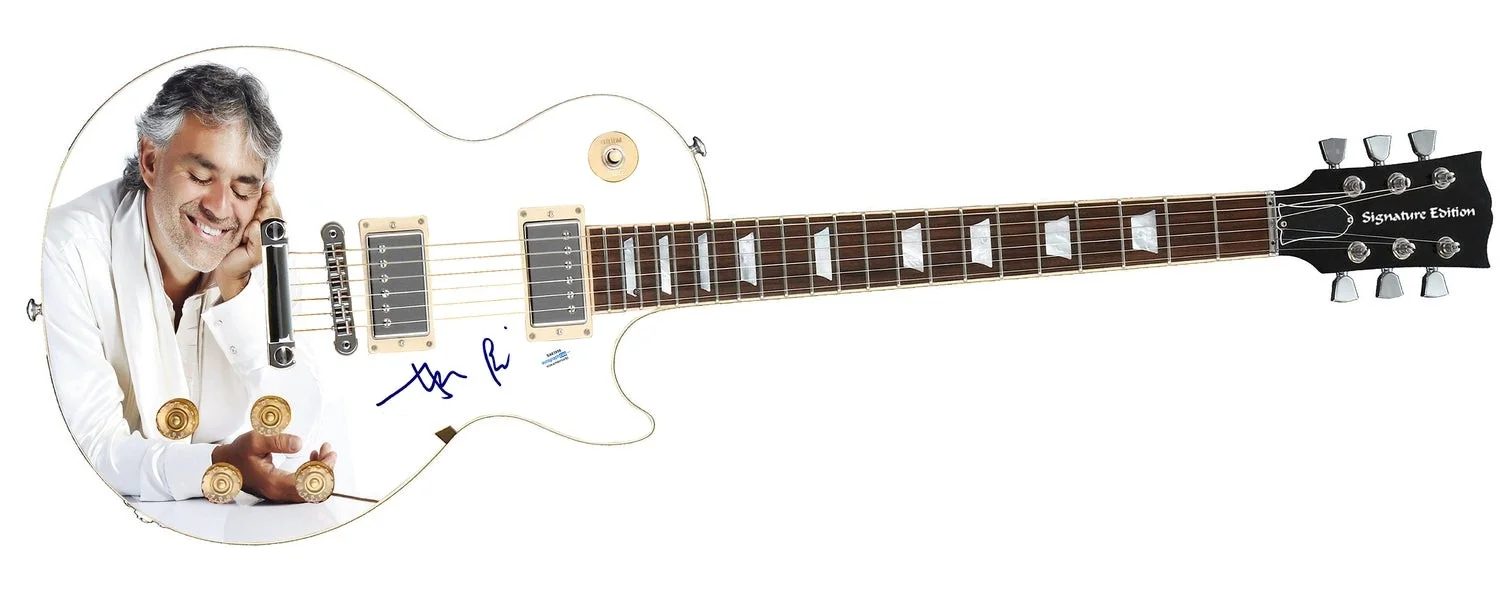 Andrea Bocelli Signed Autographed Graphics Photo Guitar ACOA, image 2