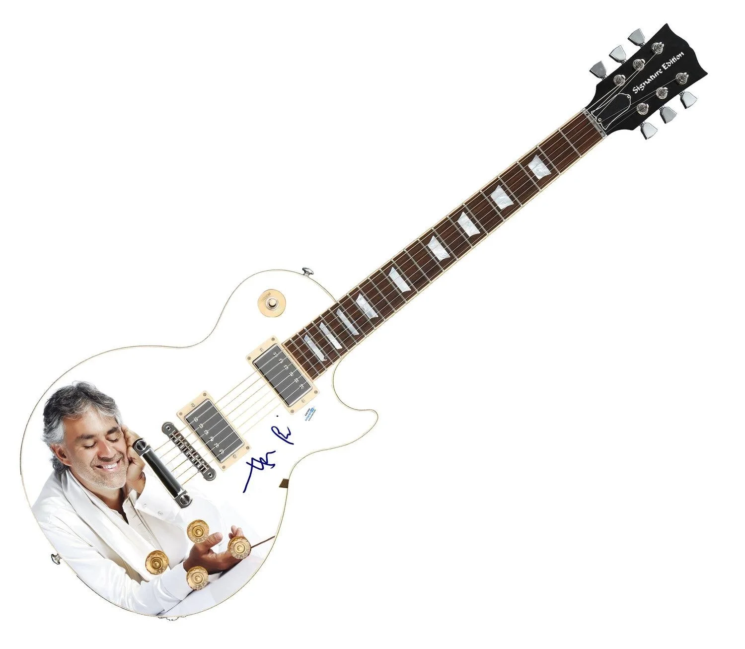 Andrea Bocelli Signed Autographed Graphics Photo Guitar ACOA, image 3