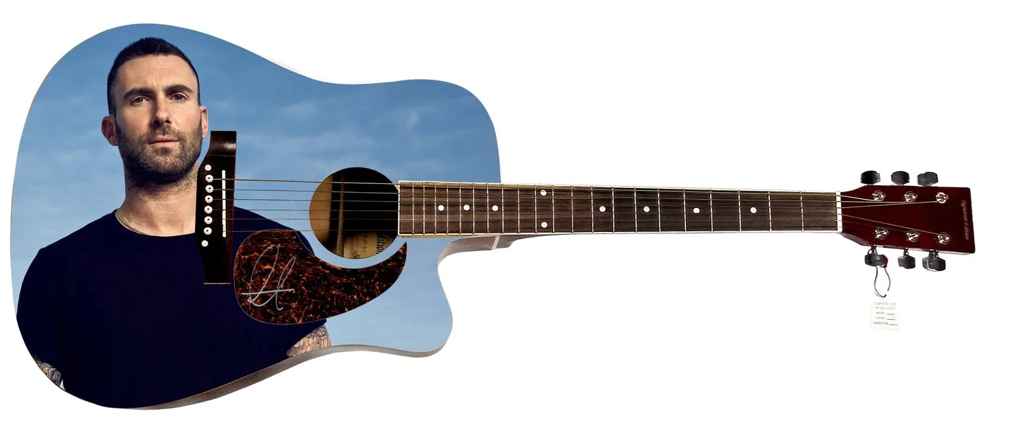Adam Levine Maroon 5 Signed Autographed 1/1 Custom Graphics Photo Guitar, image 2