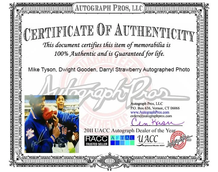 Mike Tyson Gooden Darryl Strawberry Autographed Framed Cocaine Cowboys Photo JSA, изображение 2