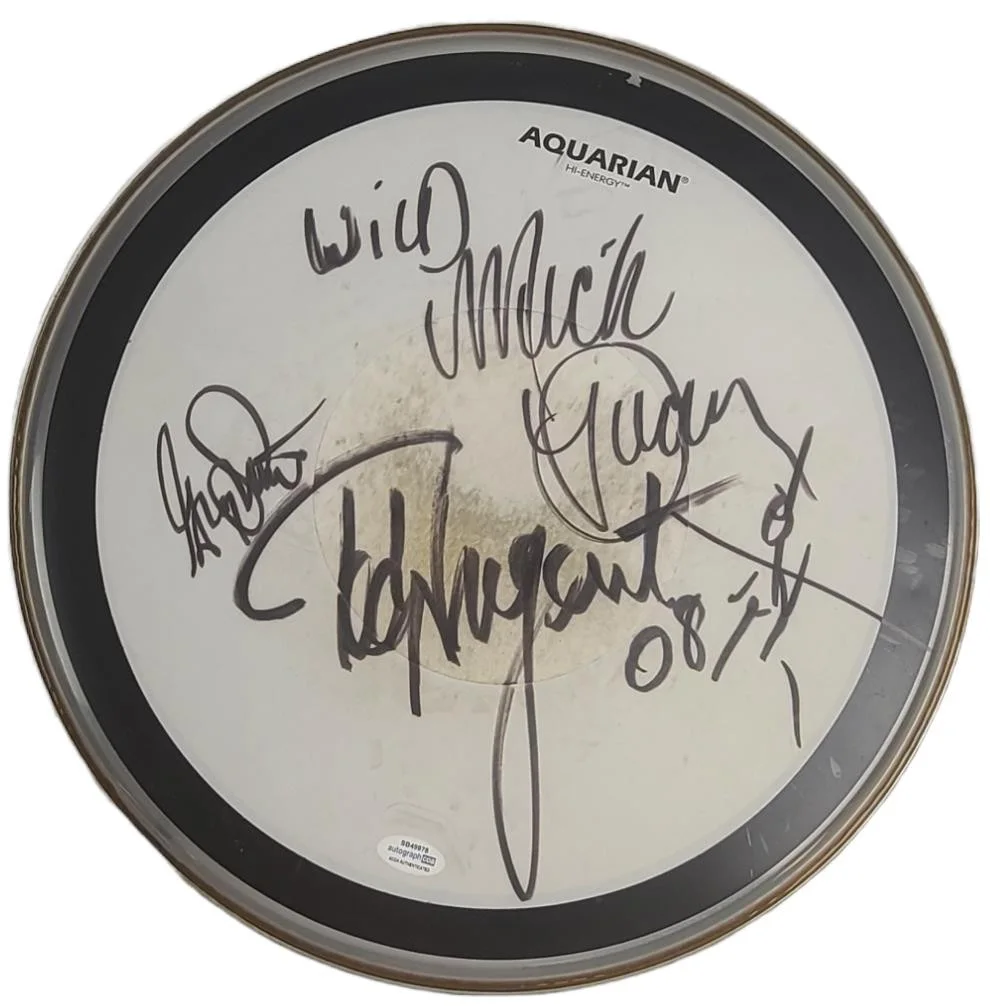 Ted Nugent Band Autographed Concert Used Rolling Thunder Tour 14 Inch Drum Head, изображение 2