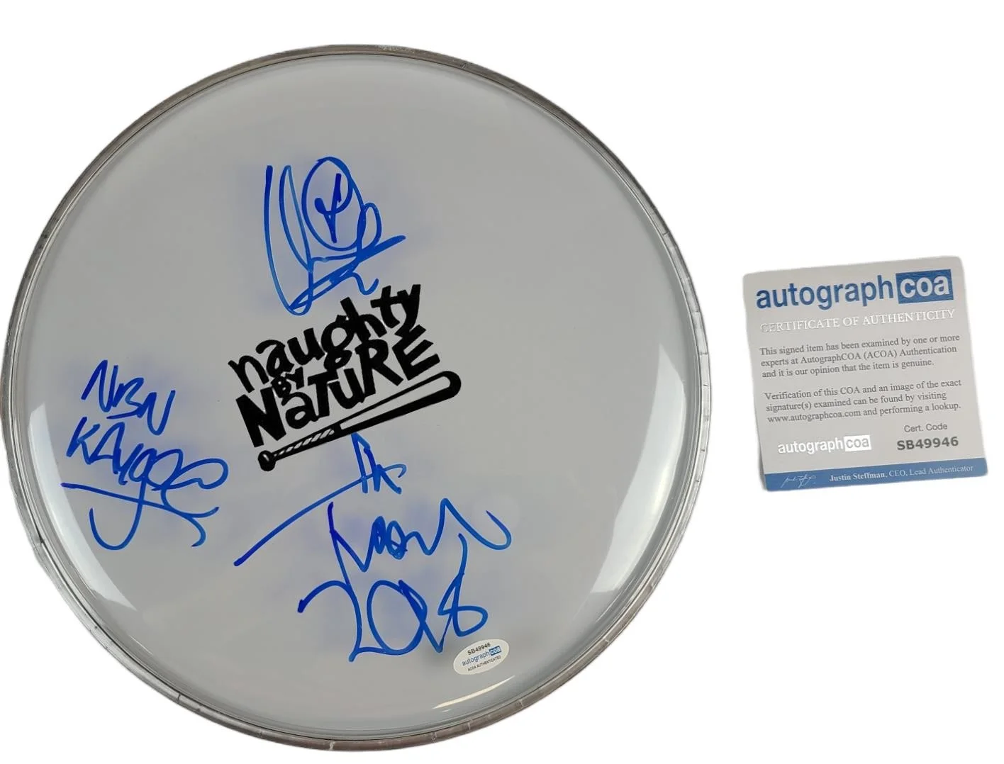 Naughty By Nature Signed Custom Framed Drum Head Drumhead Display ACOA, image 2