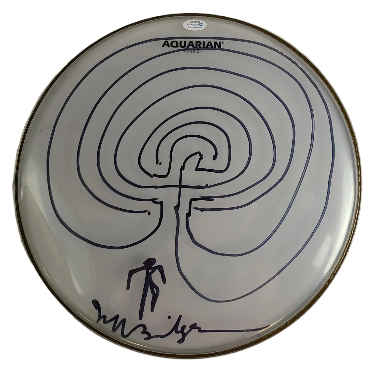Jeff Bridges Signed Autographed Man Entering Maze Sketch 14 inch Drumhead ACOA, изображение 2