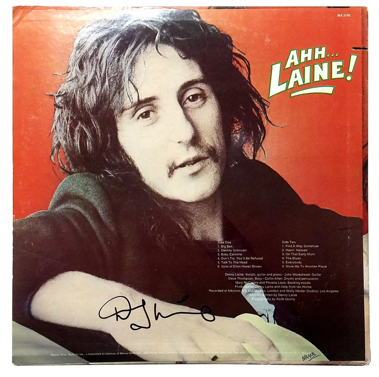 Denny Laine Double Autographed Signed Ahh Laine Album LP ACOA, image 2