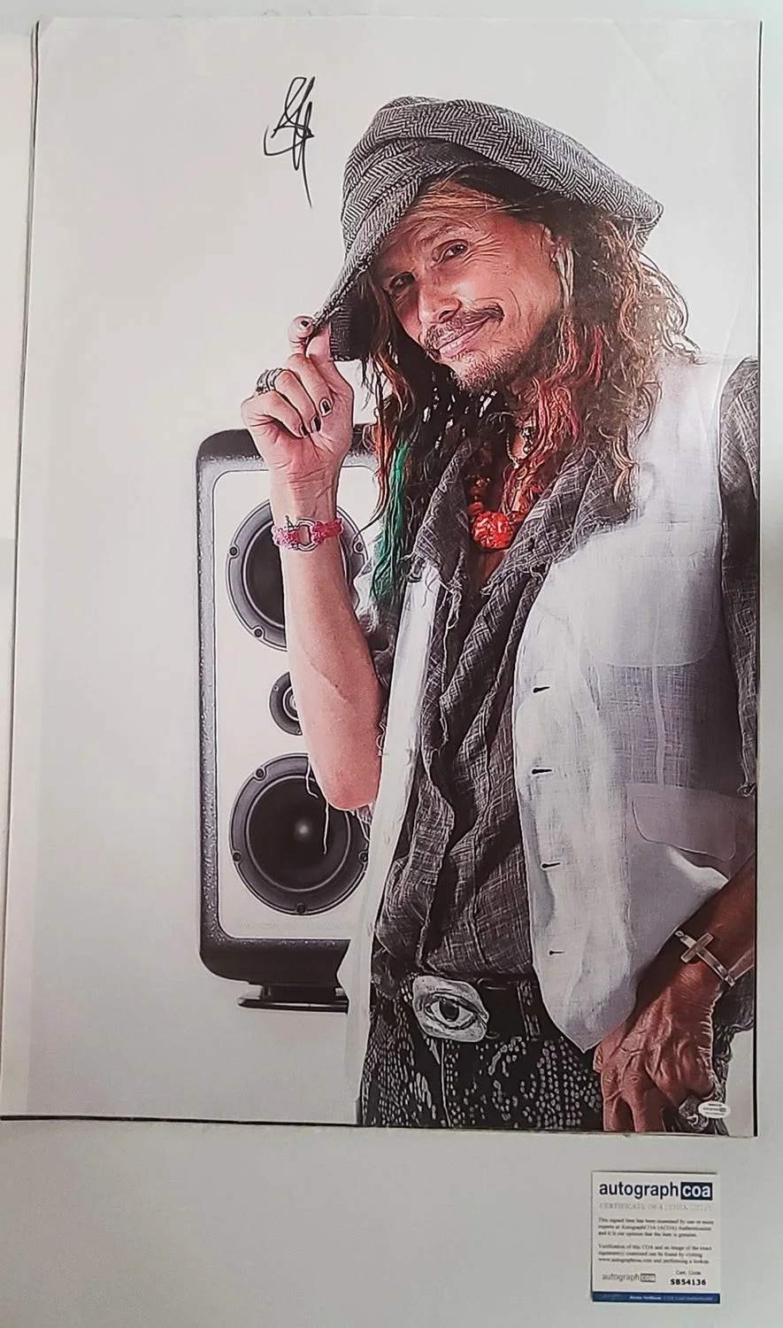Aerosmith Steven Tyler Autographed Tilting Hat Framed 24x36 Canvas Photo Print A, изображение 2