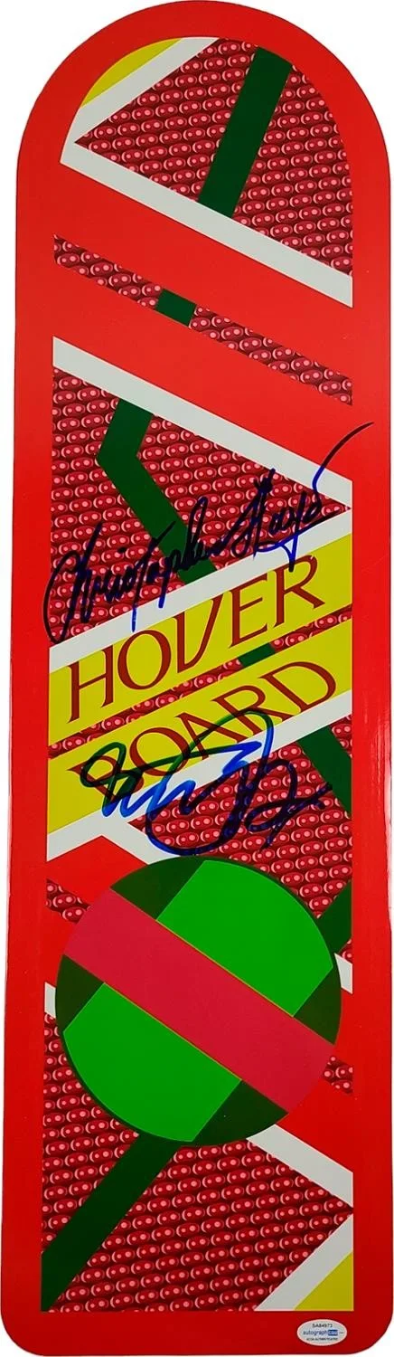 Back To The Future 24x36 Fox & Lloyd Autographed Framed Hoverboard Display ACOA, image 2
