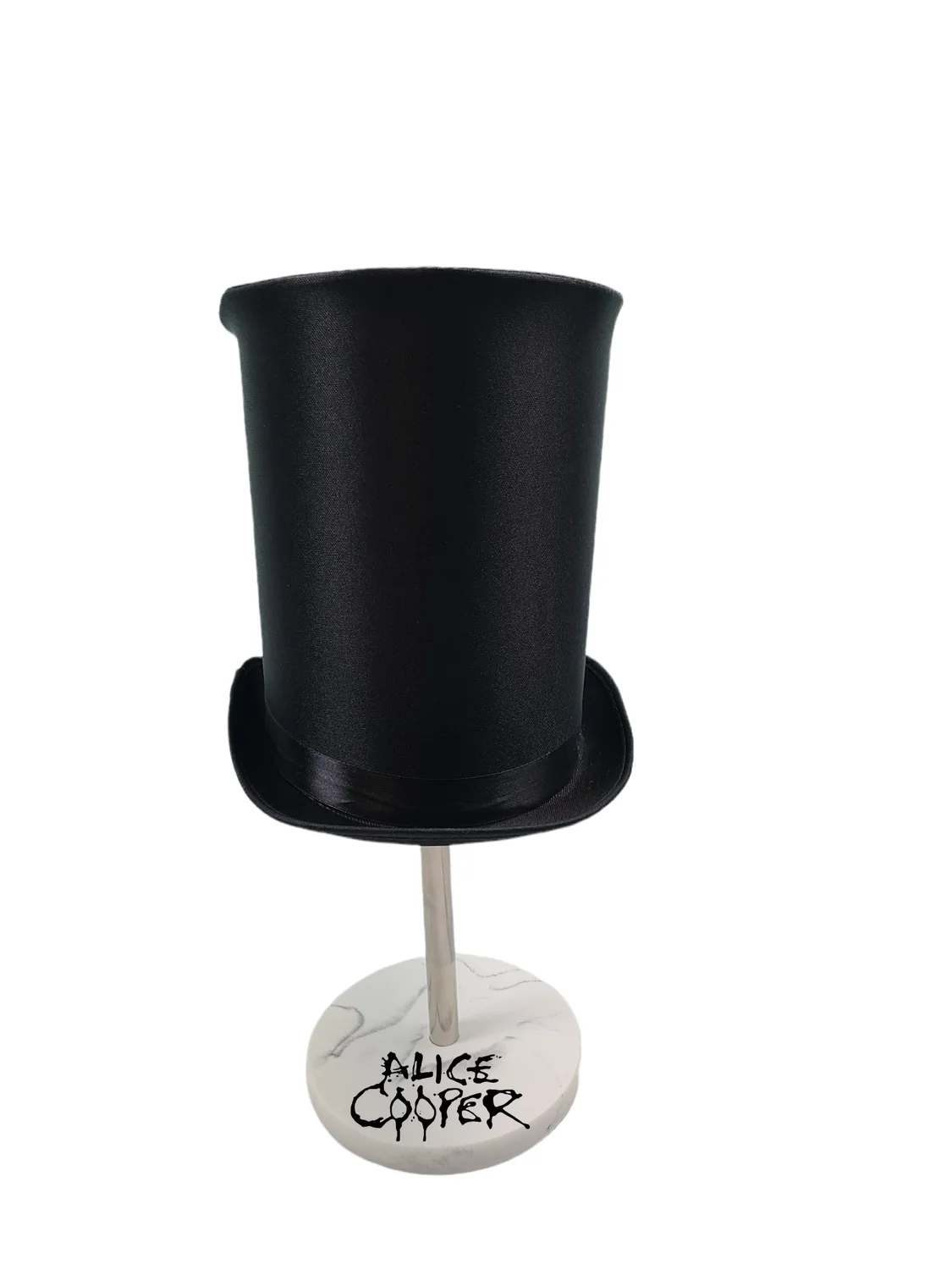 Alice Cooper Autographed Tophat Full Sketch & Display Stand Exact Video Proof, image 4