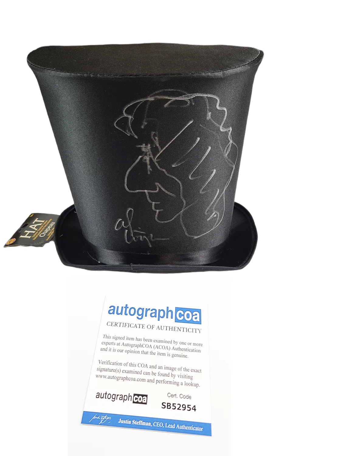 Alice Cooper Autographed Tophat Full Sketch & Display Stand Exact Video Proof, image 5