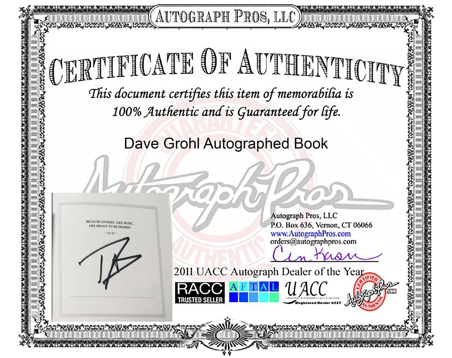 Dave Grohl Foo Fighters Nirvana Autographed The Storyteller Book 1st Edition, image 3