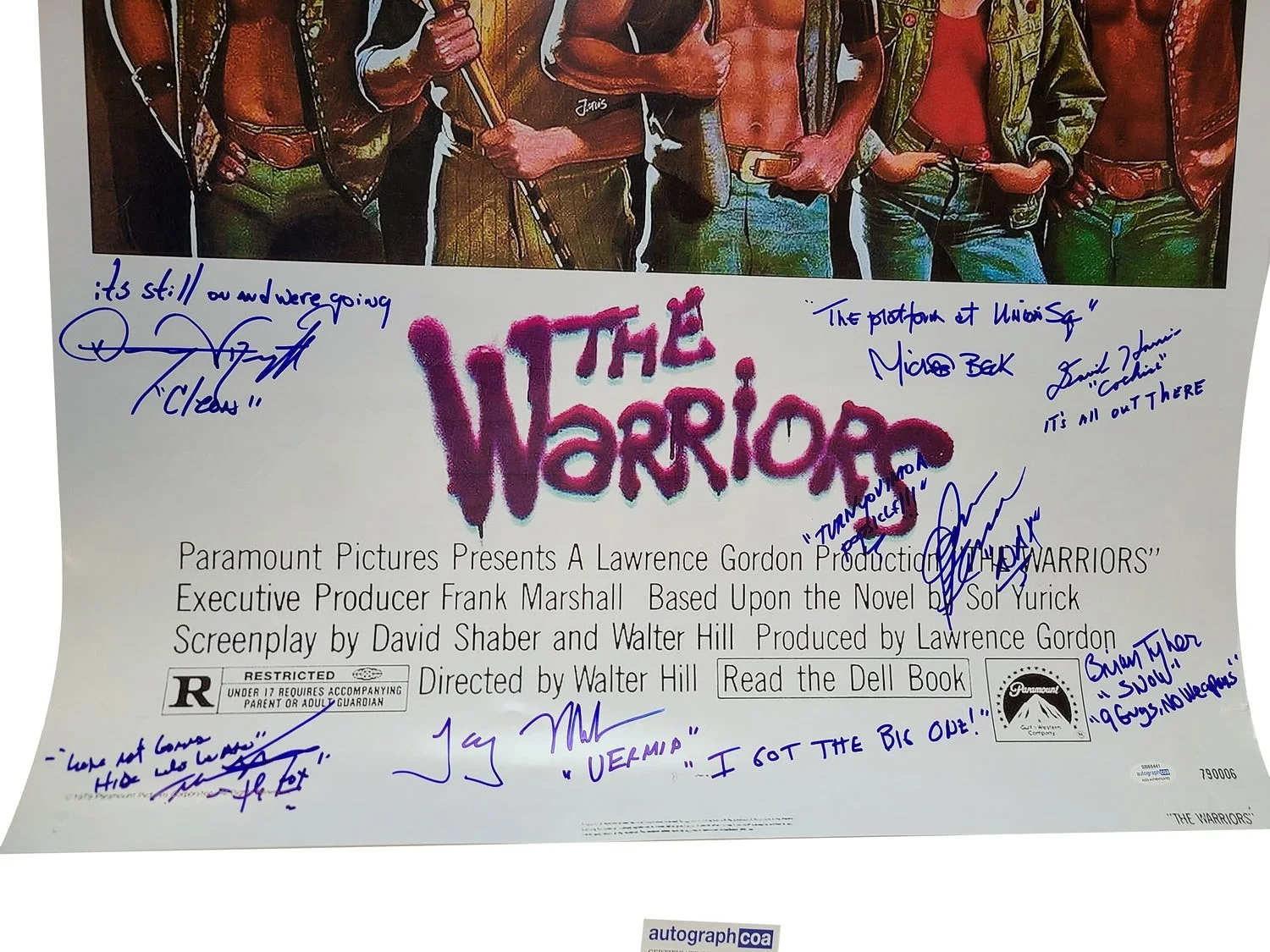 The Warriors Movie Cast Signed Movie Poster w Quotes Exact Proof ACOA, изображение 2