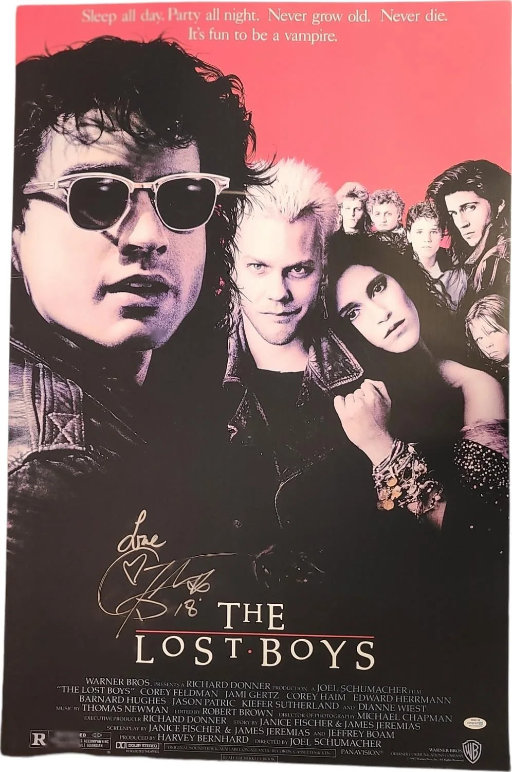 Corey Feldman The Lost Boys Signed Framed 24x36 Poster ACOA Exact Proof, изображение 2