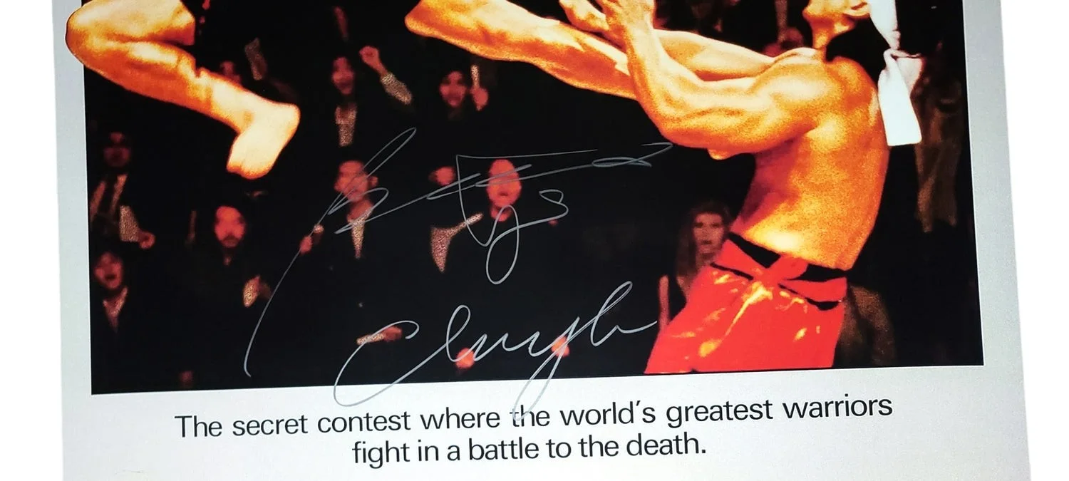 Bolo Yeung Signed Bloodsport 24x36 Poster w Chong Li Exact Proof, изображение 2