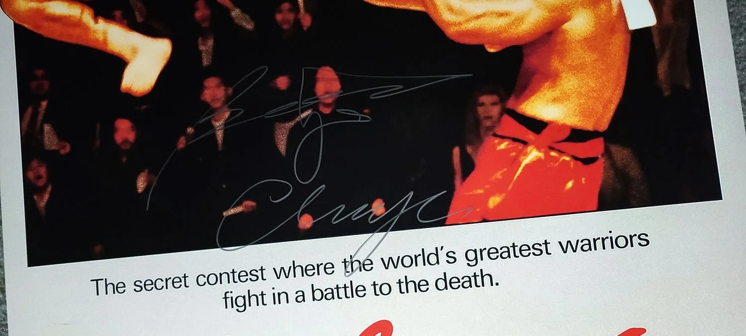 Bolo Yeung Signed Bloodsport 24x36 Poster w Chong Li Exact Proof, image 2