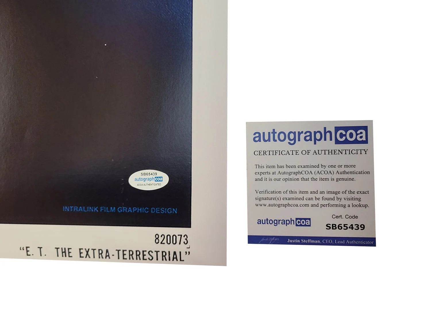 E.T. The Extra Terrestrial Cast Autographed 27x41 Movie Poster Exact Proof ACOA, изображение 2