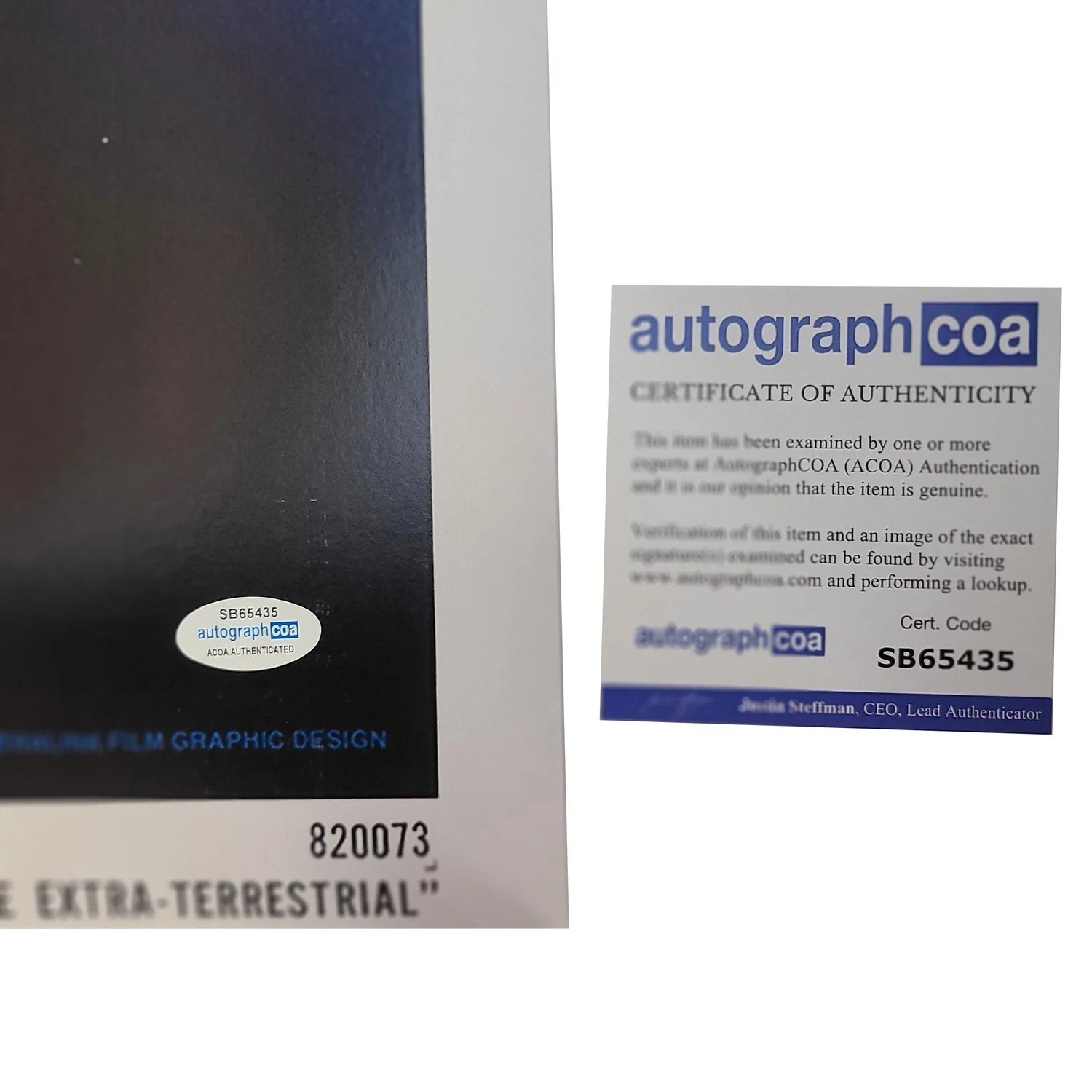 E.T. The Extra Terrestrial Cast Autographed 27x41 Movie Poster Exact Proof ACOA, изображение 2