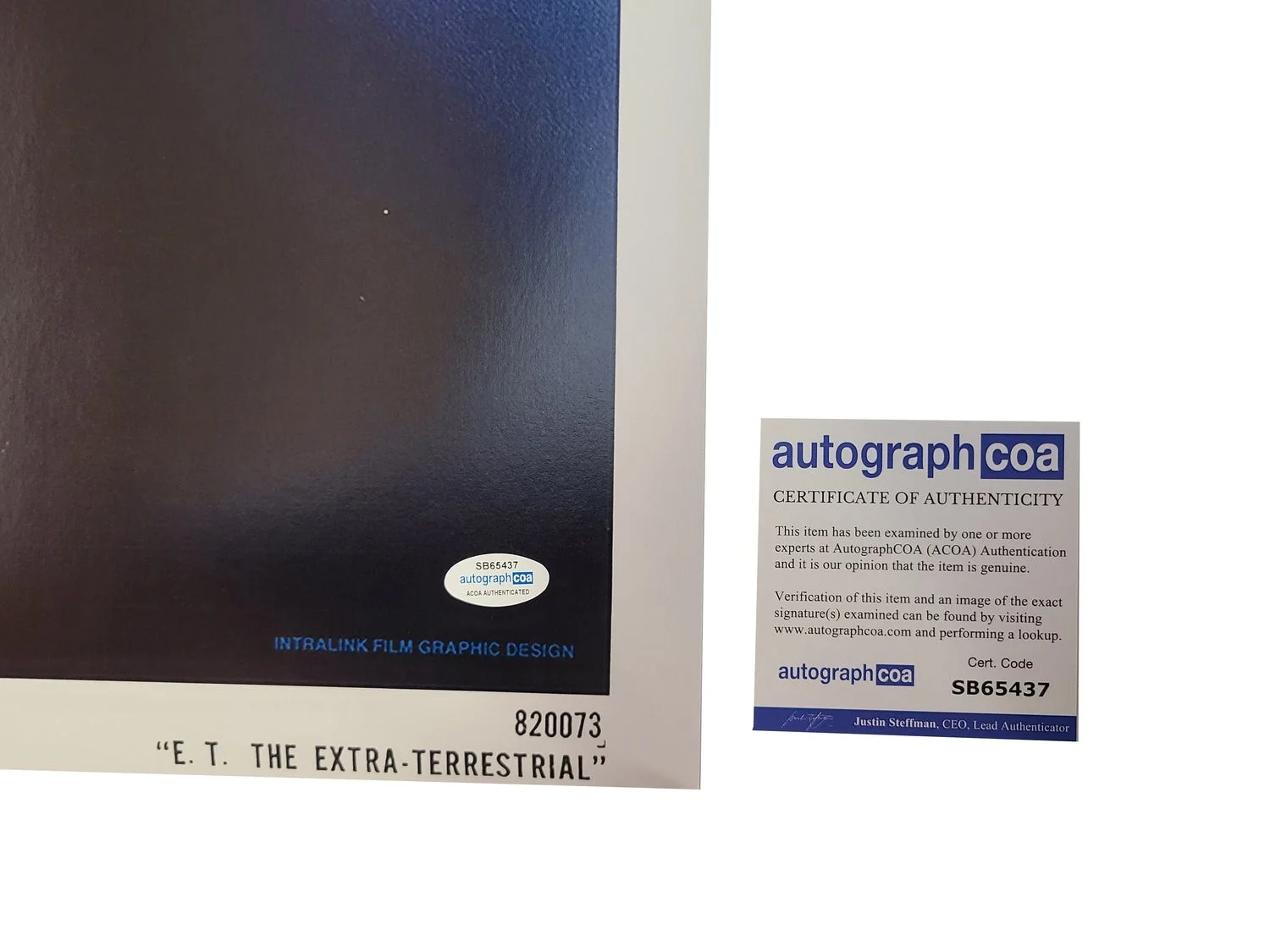 E.T. The Extra Terrestrial Cast Autographed 27x41 Movie Poster Exact Proof ACOA, изображение 2