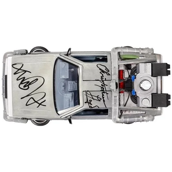 Michael J. Fox Christopher Lloyd Autographed Back to the Future 1:24 DeLorean Ca, image 3