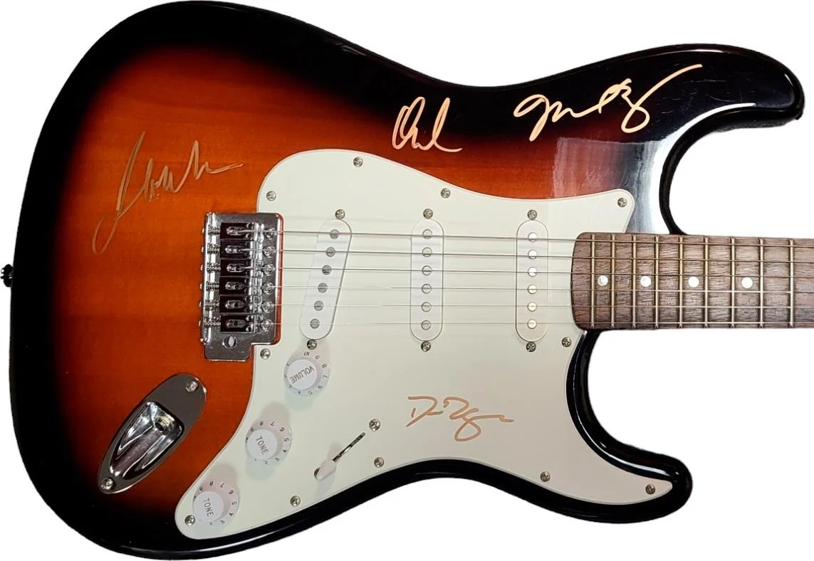 Disturbed Signed Autographed Fender Sunburst Guitar, image 2