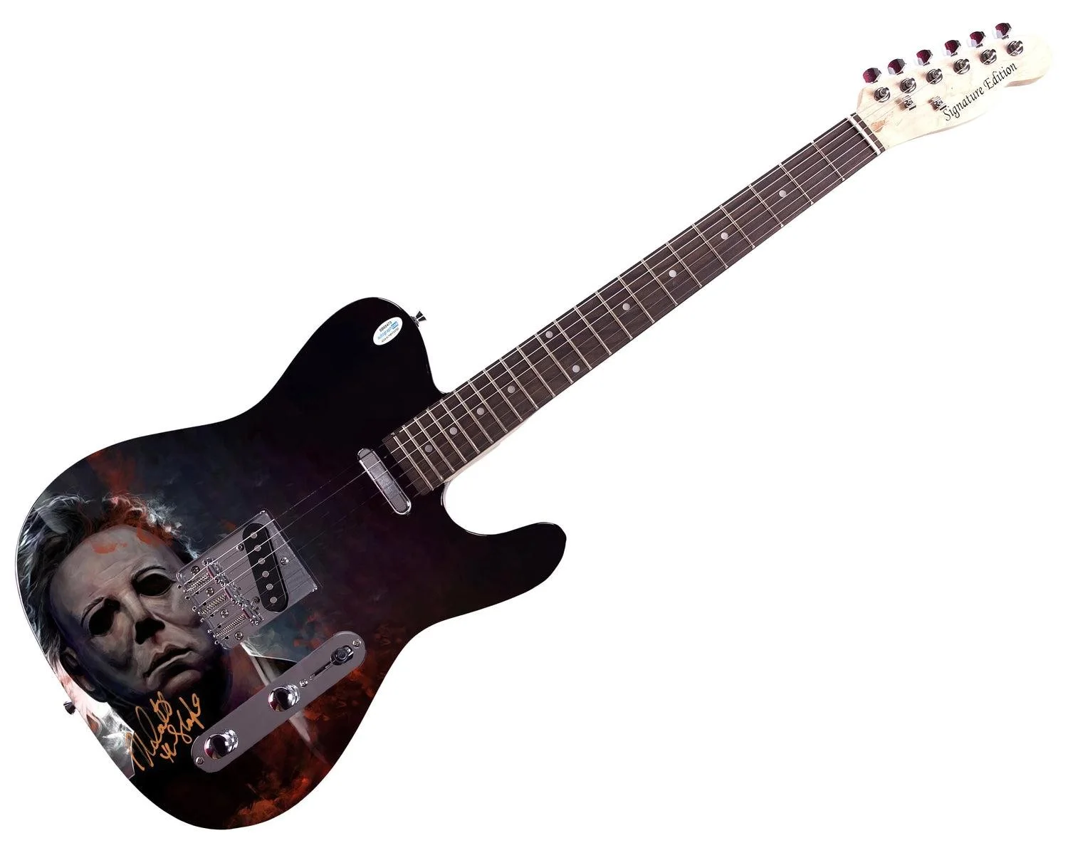 Nick Castle Signed Halloween Michael Myers Photo Guitar Exact Proof ACOA, изображение 3
