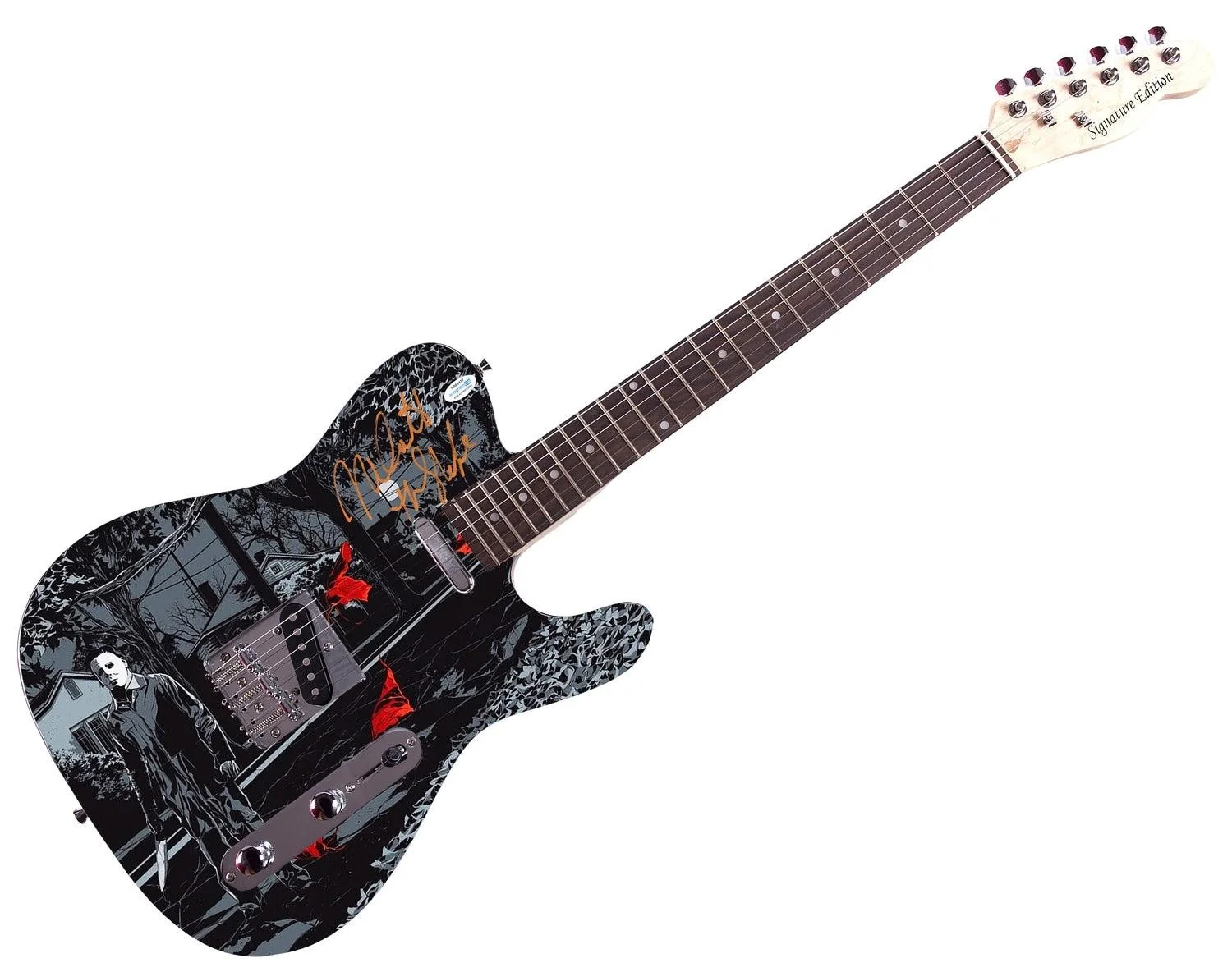 Nick Castle Signed Halloween Michael Myers Photo Guitar Exact Proof ACOA, изображение 3