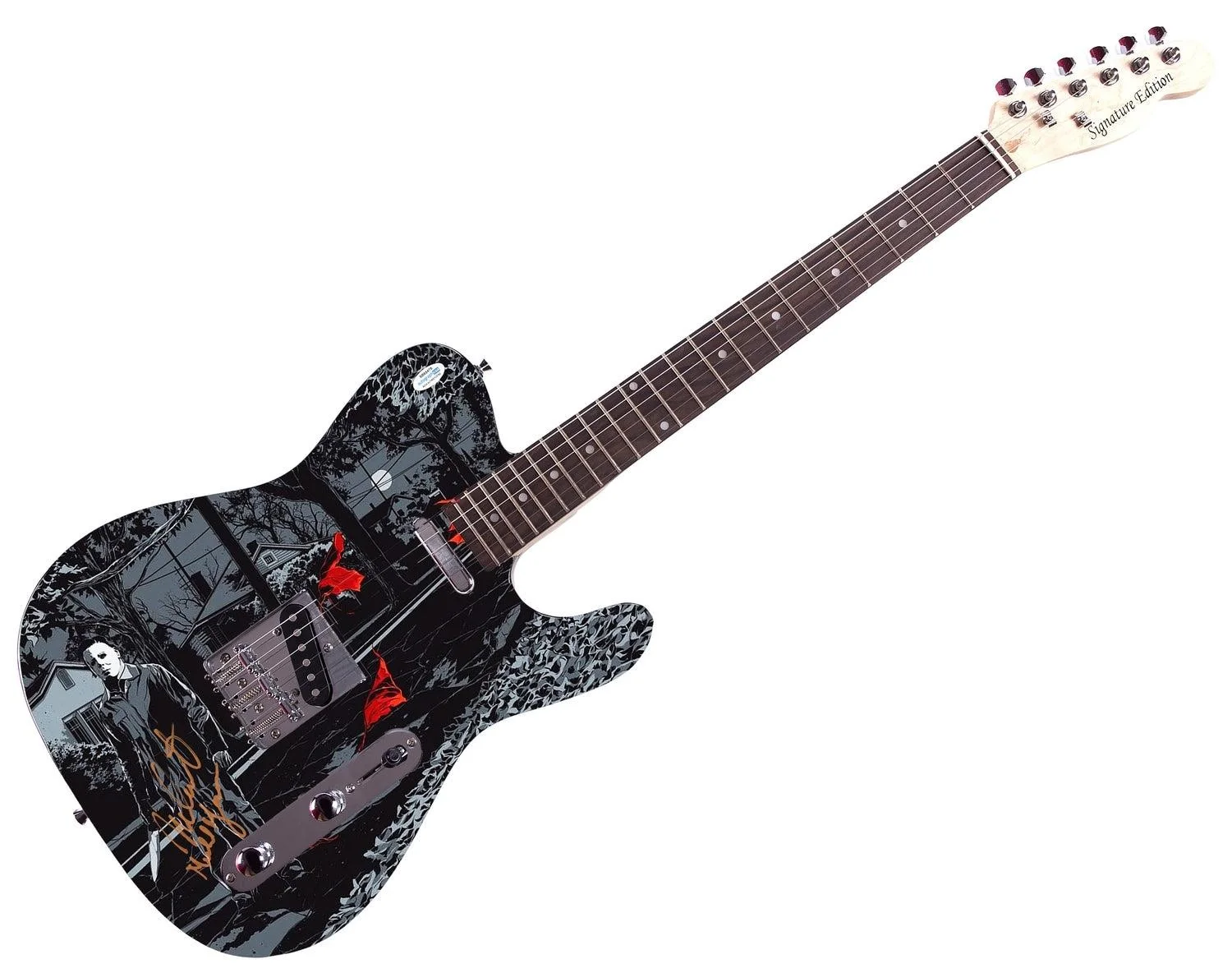 Nick Castle Signed Halloween Michael Myers Photo Guitar Exact Proof ACOA, изображение 3