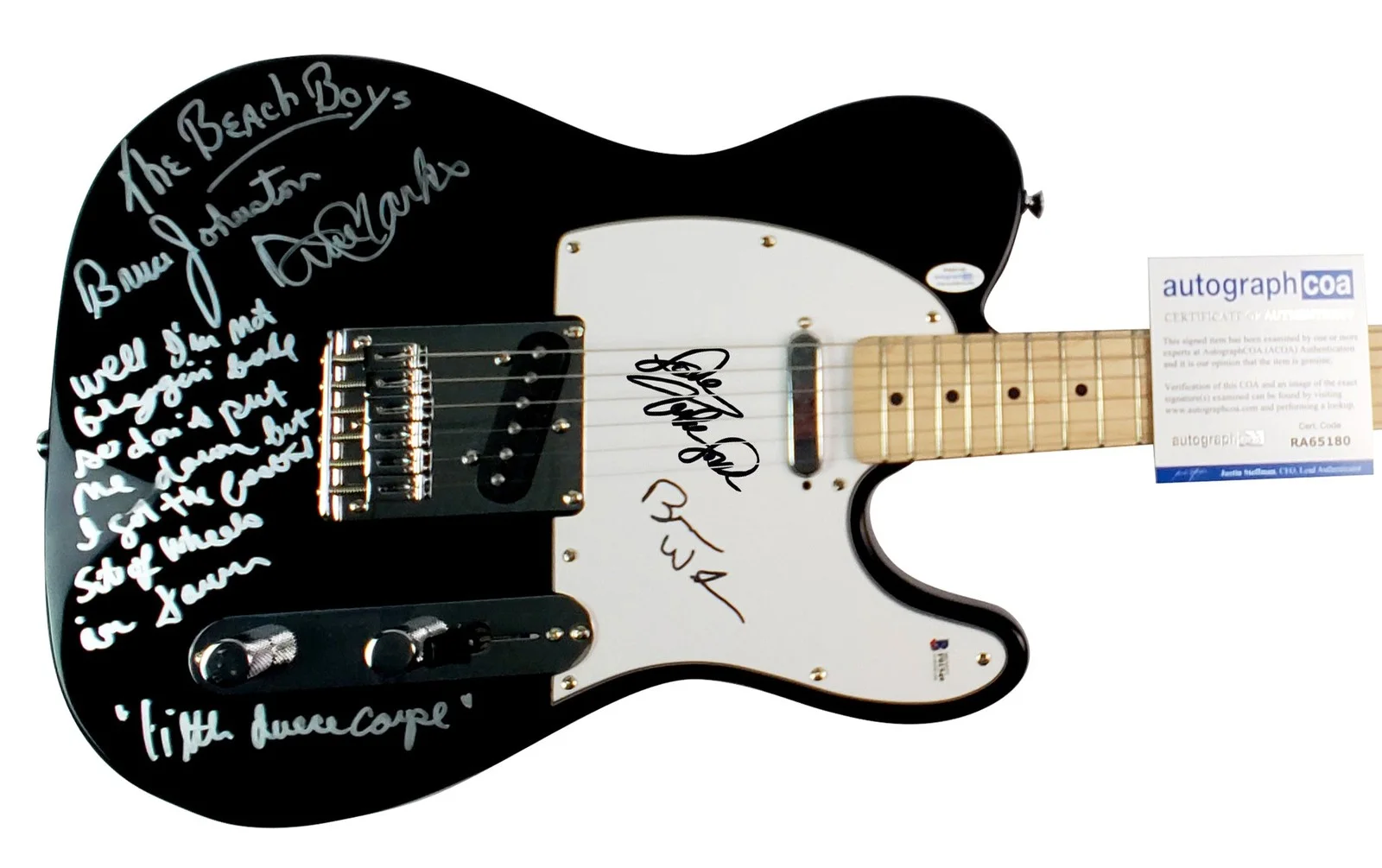 Beach Boys Autographed w Little Deuce Coupe Lyrics Guitar Brian Wilson + Exact P, изображение 2