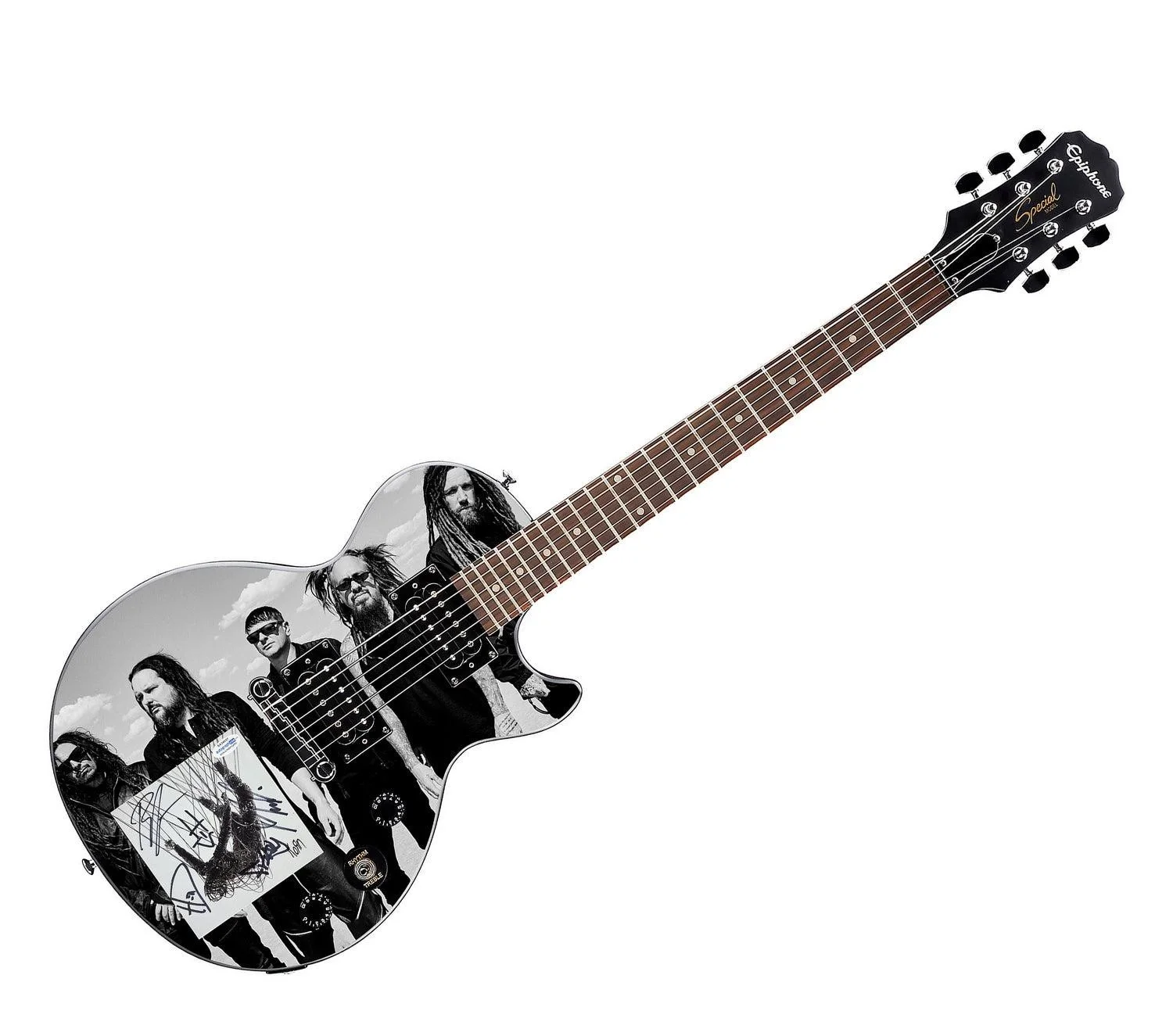 Korn Signed Autographed Gibson Epiphone Custom Graphics Photo Guitar ACOA, image 3