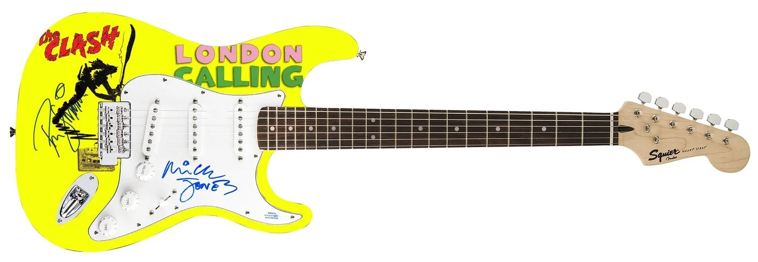 The Clash Signed Fender 1/1 London Calling Lp Cd Graphics Photo Guitar ACOA, image 2