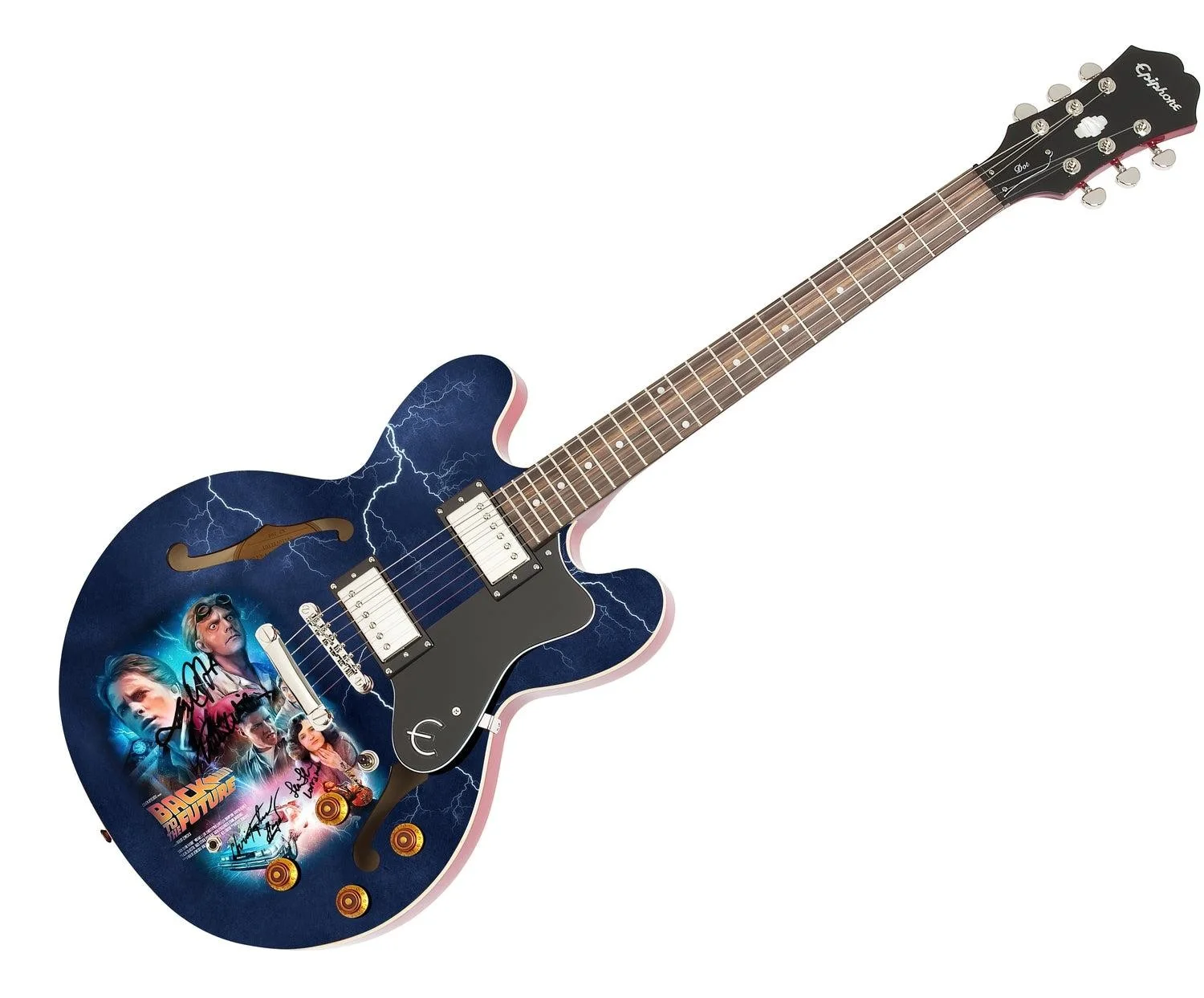 Back To The Future Cast Signed Framed Display Graphics Photo Guitar ACOA, image 4