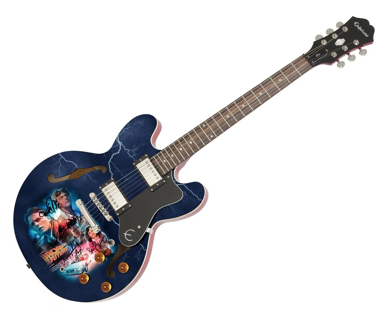 Back To The Future Cast Signed Graphics Photo Poster Autographed Guitar ACOA, image 3