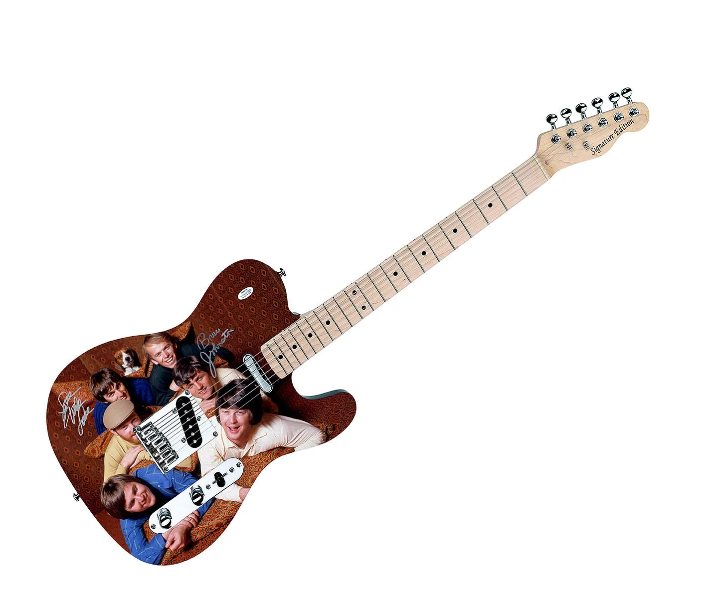 The Beach Boys Bruce Johnston Mike Love Autographed Graphics Guitar Exact Proof, image 2