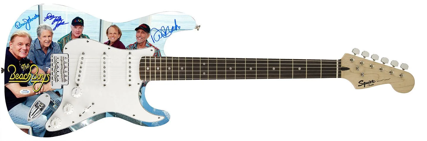 Beach Boys Signed Group Photo Graphics Fender Guitar Exact Proof ACOA, image 2