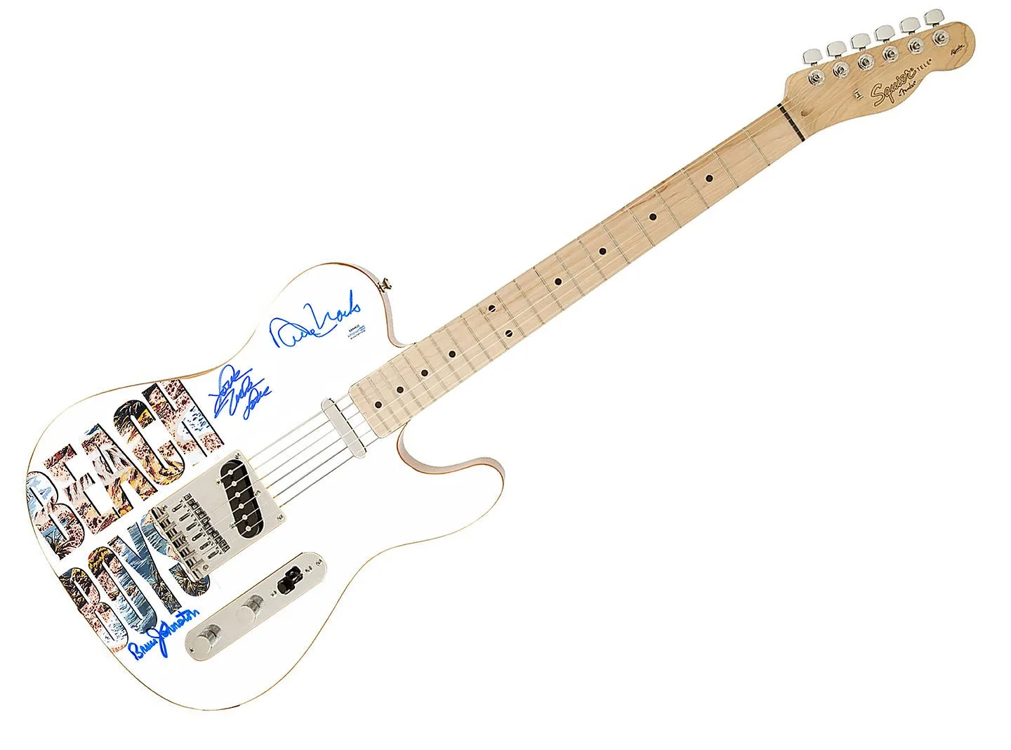 The Beach Boys Autographed Beach Logo Photo Graphics Fender Guitar Exact Proof A, image 2