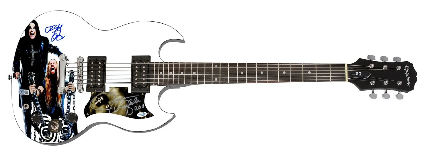 Ozzy Osbourne Zakk Wylde Autographed Epiphone SG Graphics Photo Guitar BAS Witne, изображение 2