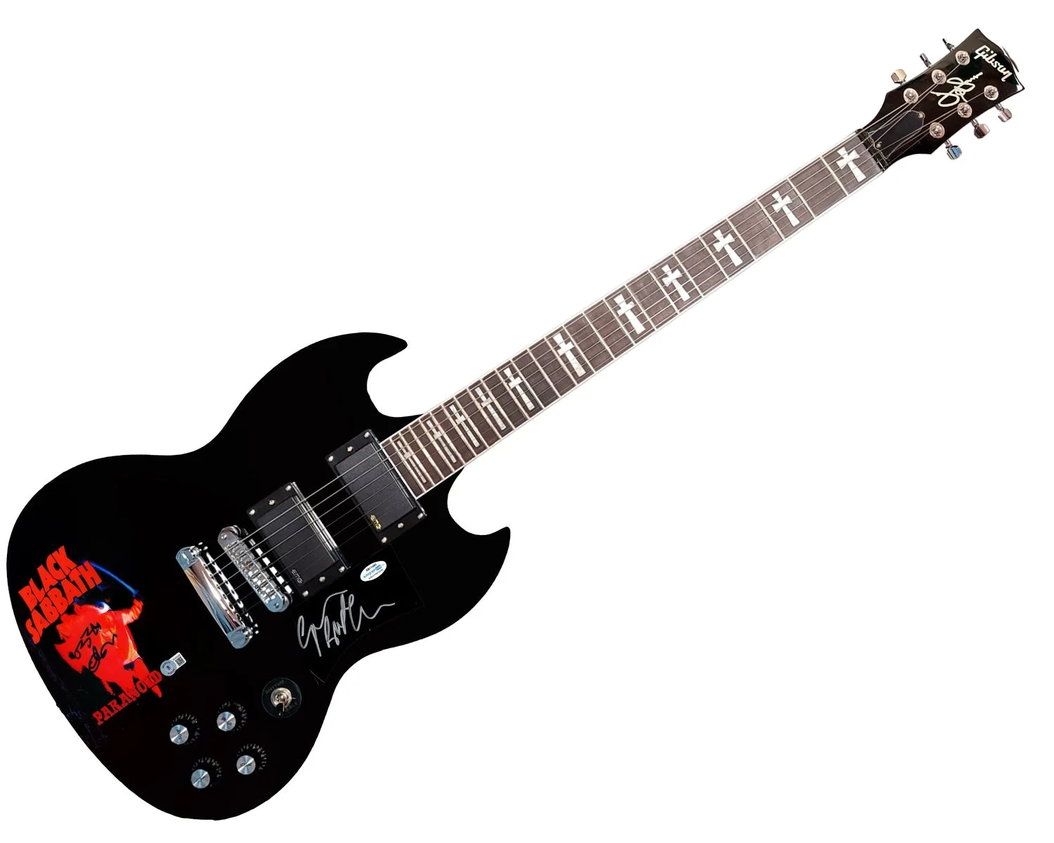 Black Sabbath Signed 1/1 Custom Graphics Photo Guitar BAS Witness BAS, изображение 2