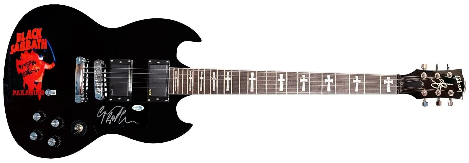 Black Sabbath Signed 1/1 Custom Graphics Photo Guitar BAS Witness BAS, изображение 3
