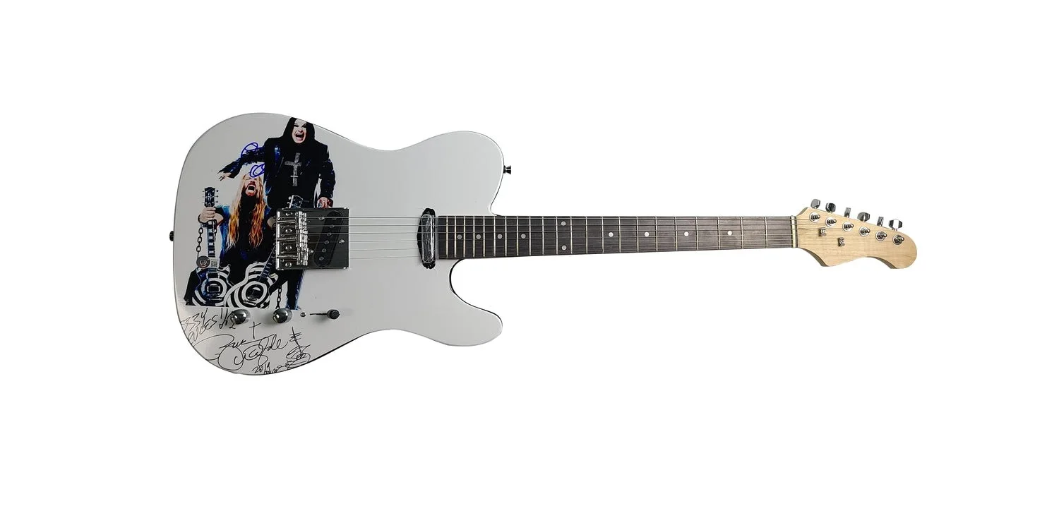 Ozzy Osbourne Zakk Wylde Signed Graphics Photo Guitar BAS Witness BAS, изображение 2