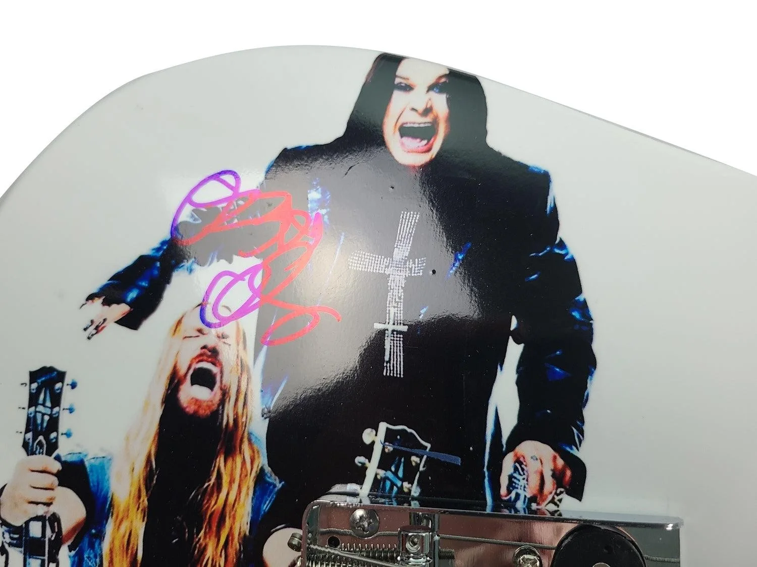 Ozzy Osbourne Zakk Wylde Signed Graphics Photo Guitar BAS Witness BAS, изображение 3