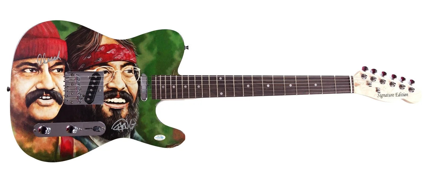 Cheech And Chong Signed Graphics Photo Autographed Guitar ACOA, image 2