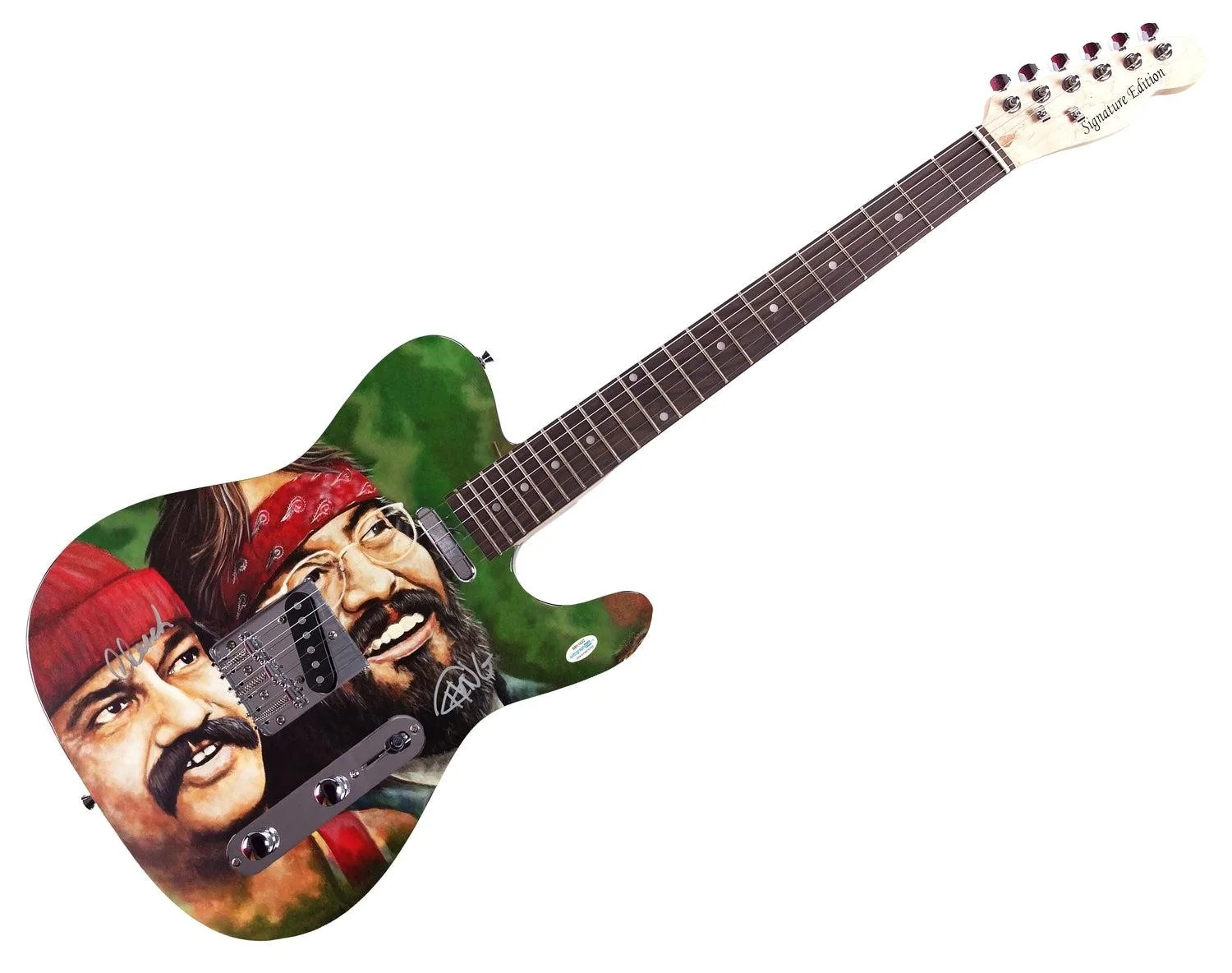 Cheech And Chong Signed Graphics Photo Autographed Guitar ACOA, image 3